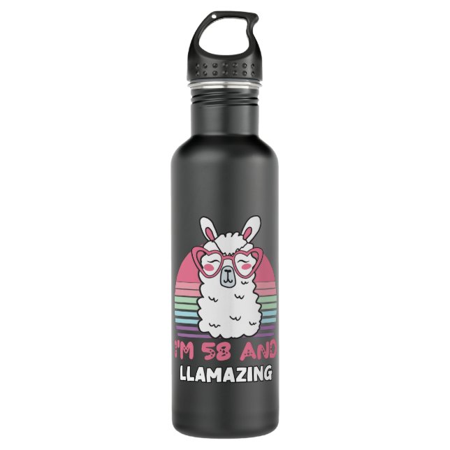 Funny Adorable Llama 58th Birthday Gift For Women 710 Ml Water Bottle (Front)