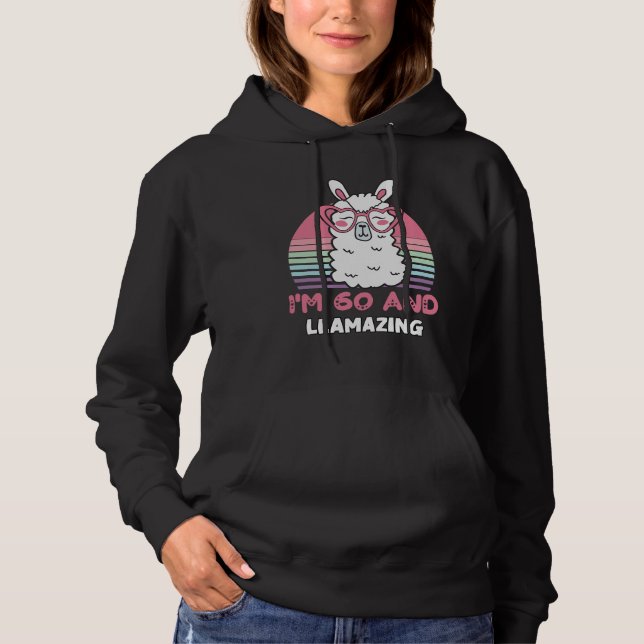Funny Adorable Llama 60th Birthday Gift For Women Hoodie (Front)