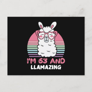 Funny Adorable Llama 63rd Birthday Gift For Women Postcard