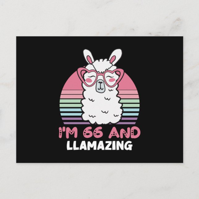 Funny Adorable Llama 66th Birthday Gift For Women Postcard (Front)