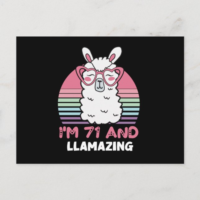 Funny Adorable Llama 71st Birthday Gift For Women Postcard (Front)