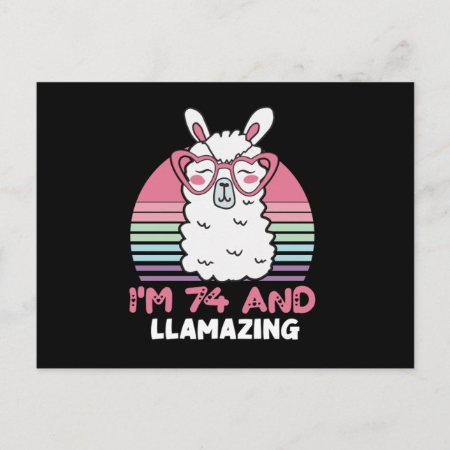 Funny Adorable Llama 74th Birthday Gift For Women Postcard (Front)