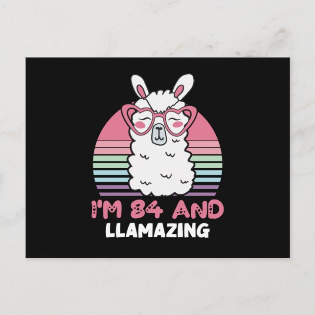 Funny Adorable Llama 84th Birthday Gift For Women Postcard (Front)