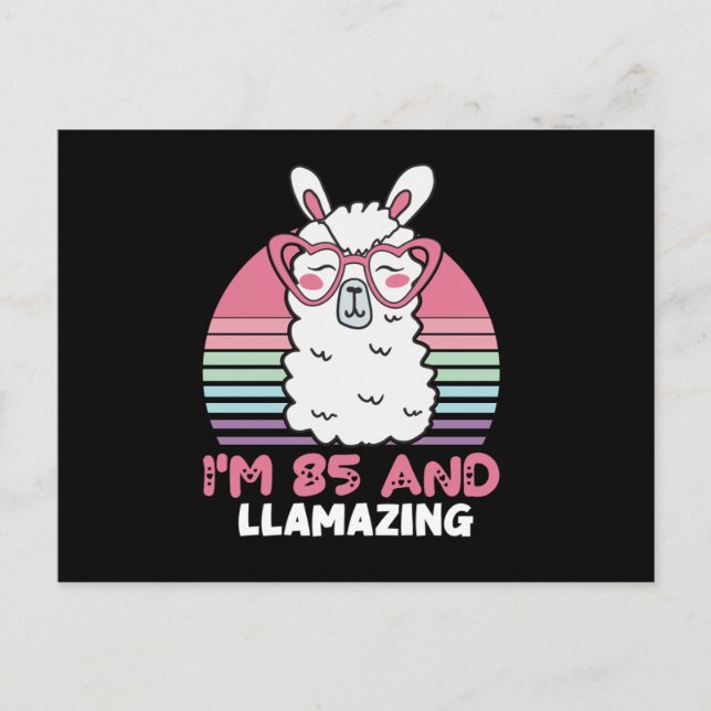 Funny Adorable Llama 85th Birthday Gift For Women Postcard (Front)