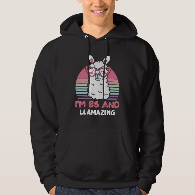Funny Adorable Llama 86th Birthday Gift For Women Hoodie (Front)