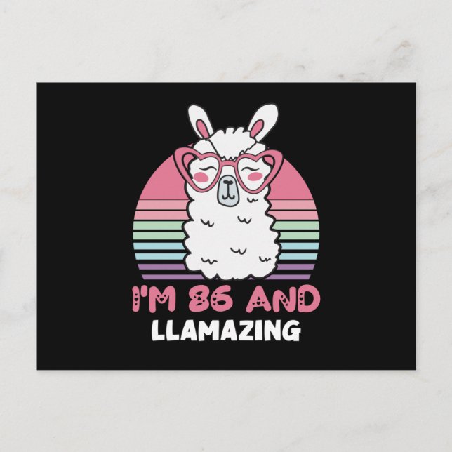 Funny Adorable Llama 86th Birthday Gift For Women Postcard (Front)