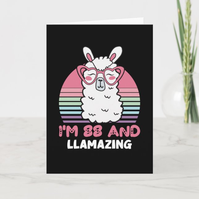 Funny Adorable Llama 88th Birthday Gift For Women Card (Front)