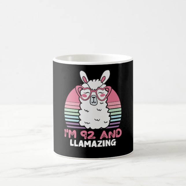 Funny Adorable Llama 92nd Birthday Gift For Women Coffee Mug (Center)