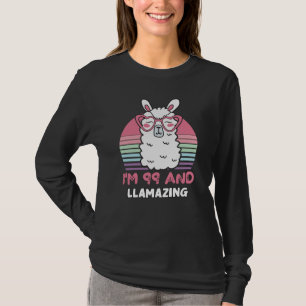 Funny Adorable Llama 99th Birthday Gift For Women T-Shirt