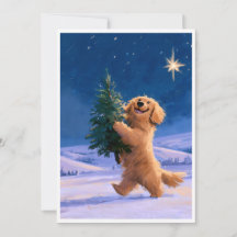 Funny Adorable Puppy with Festive Christmas Tree 