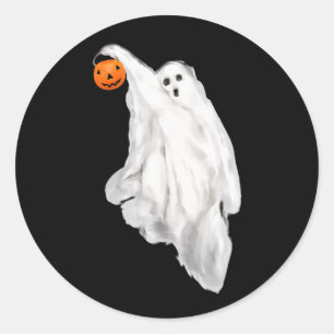 Funny Adult Halloween Hilarious Ghost  Classic Round Sticker
