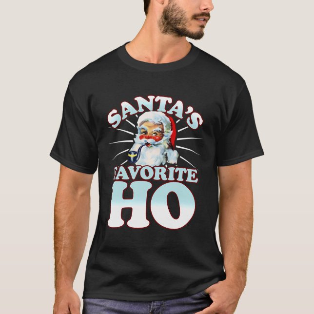 Funny Adult Humour Dirty Christmas Santa'S Favouri T-Shirt (Front)