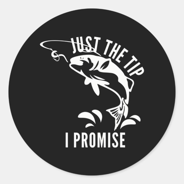 Funny Adult Humour Fishing Just The Tip I Promise Classic Round Sticker (Front)