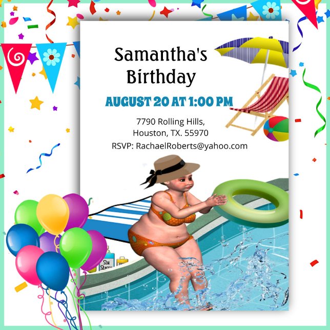 Funny Adult Pool Party Birthday Invitation (Creator Uploaded)