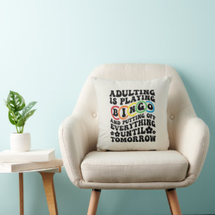 Funny adulting Bingo lovers word art Cushion