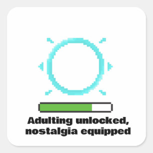 Funny Adulting Gamer Quote   Retro Level Up Square Sticker