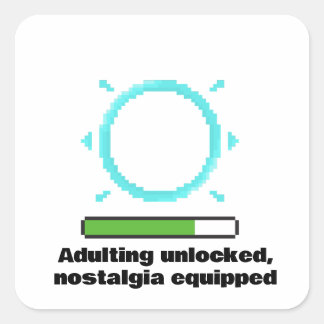 Funny Adulting Gamer Quote | Retro Level Up Square Sticker