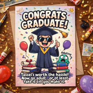 Funny Adulting‑Humor Graduation Design Holiday Card