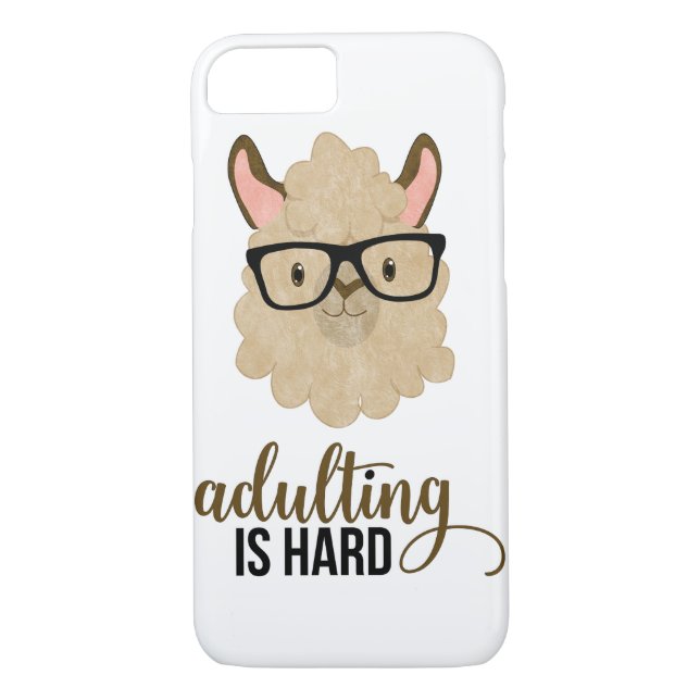 Funny Adulting is Hard Hipster Llama Case-Mate iPhone Case (Back)