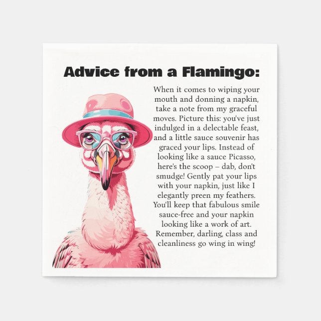 Funny Advice From A Flamingo Napkin (Front)