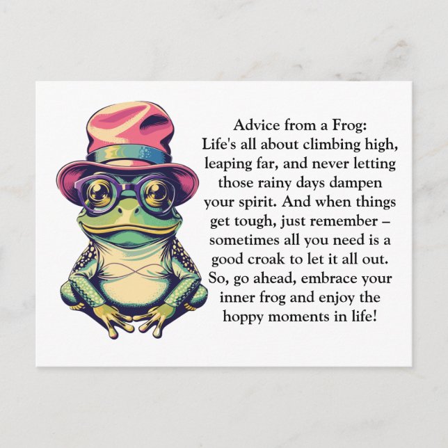 Funny Advice From A Frog Postcard (Front)