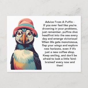 Funny Advice From A Puffin Postcard