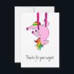 Funny Aerial Silks Unicorn Thank You Card<br><div class="desc">Funny pink unicorn in aerial silks pose with customisable "Thanks for your support" could be a thank you for a teacher,  guidance counsellor,  family member or friend that's always supported you... even when you thought of joining the circus.</div>