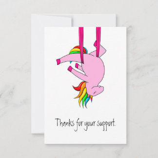 Funny Aerial Silks Unicorn Thank You Card