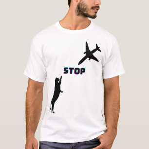 Funny Aeroplane Pilot Cat Husband Wife  T-Shirt