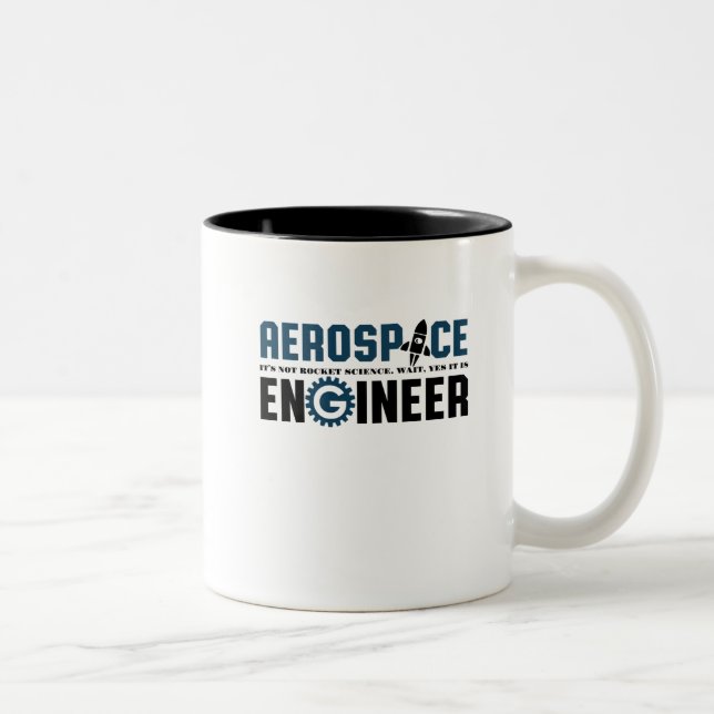 Funny Aerospace Engineer Humour It's Rocket Scienc Two-Tone Coffee Mug (Right)