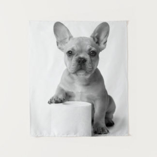 Funny Aesthetic French Bulldog Toilet Paper Photo Tapestry