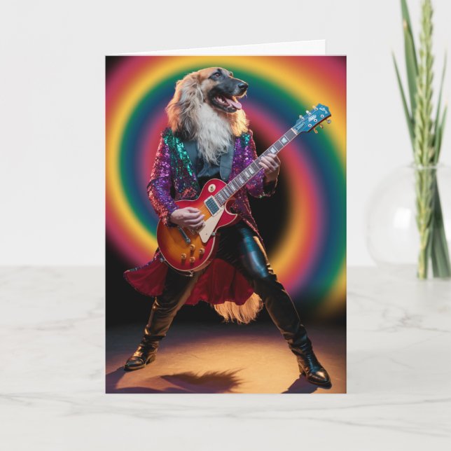 Funny Afghan Hound Rock Star Card (Front)