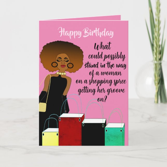 Funny African American Female Birthday Card (Front)