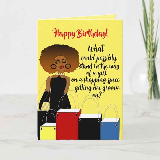 Funny African American Female Birthday Card (Front)