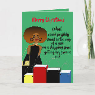 Funny African American Female Merry Christmas Card