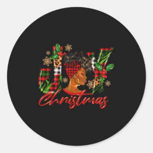 Funny African American Joy Christmas Black Woman A Classic Round Sticker