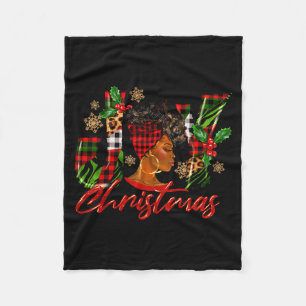 Funny African American Joy Christmas Black Woman A Fleece Blanket