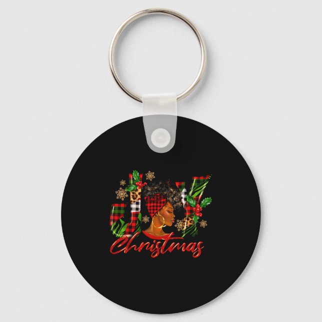 Funny African American Joy Christmas Black Woman A Key Ring (Front)
