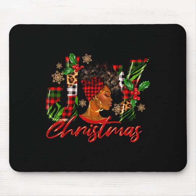 Funny African American Joy Christmas Black Woman A Mouse Mat (Front)