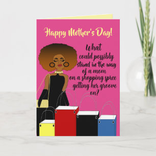 Funny African American Shopping Mother's Day Thank You Card