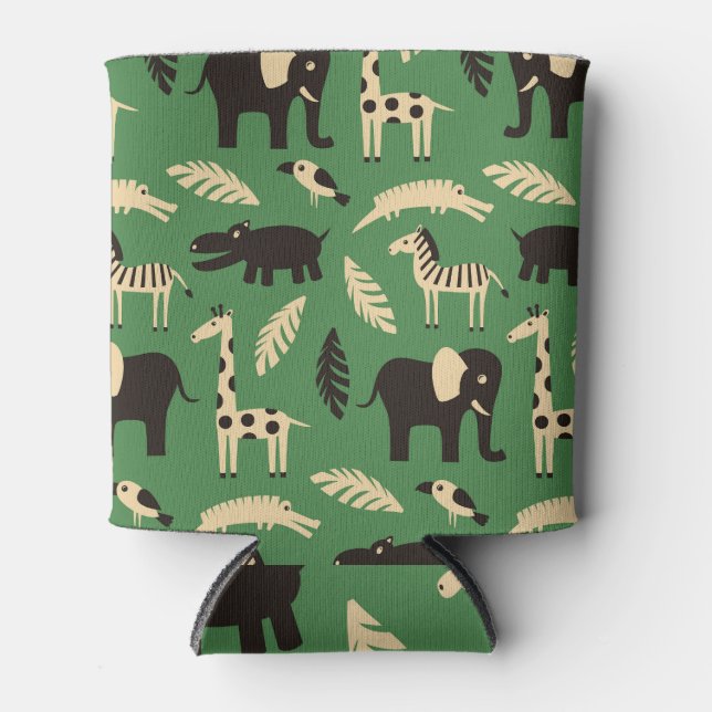 Funny African Animals Plants Vintage Can Cooler (Front)