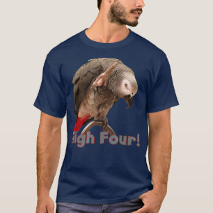 Funny African Grey Parrot Waving High Four T-Shirt