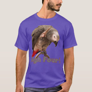 Funny African Grey Parrot Waving High Four T-Shirt