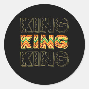 Funny African King Boys Cool Kente Cloth Lover Classic Round Sticker