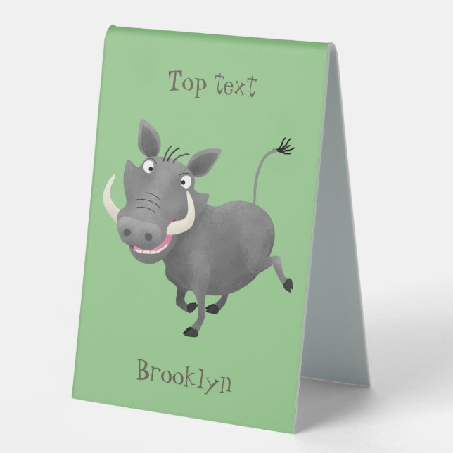 Funny african warthog pig cartoon illustration (Front)