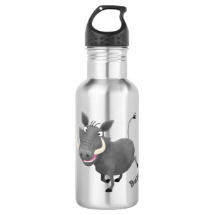Funny african warthog pig cartoon illustration 532 ml water bottle
