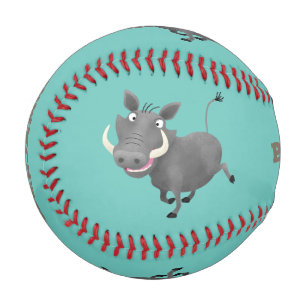 Funny african warthog pig cartoon illustration baseball