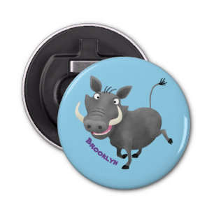 Funny african warthog pig cartoon illustration bottle opener