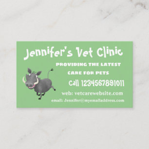 Funny african warthog pig cartoon illustration business card