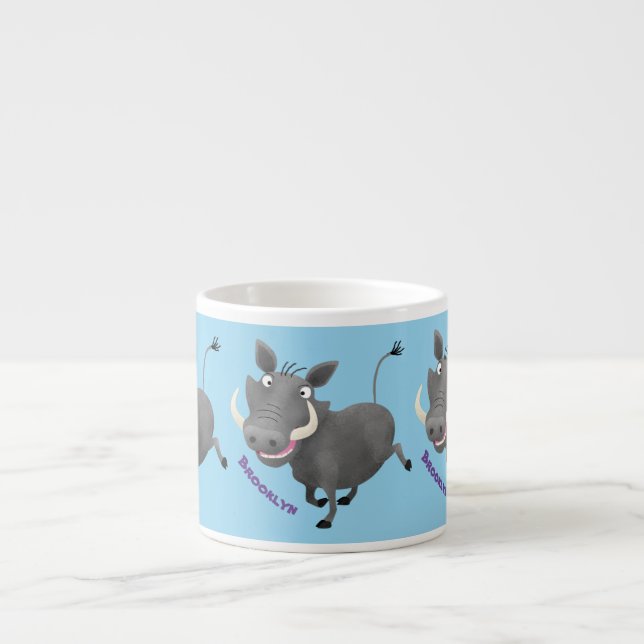 Funny african warthog pig cartoon illustration espresso cup (Front)